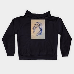 Blue Angel - Siamese Fighting Fish Oil pastel on Paper Drawing Kids Hoodie